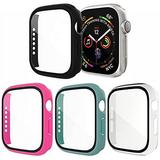 [4 Pack] Exclusives Compatible with Apple Watch 42mm Case Full Coverage Bumper Protective Case with Screen Protector for Men Women iWatch Series 3/2/1 Black Clear Hot Pink Jade Green