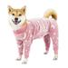 Baywell Dog Pajamas Flannel Puppy Pjs Bone Pattern Winter Warm Doggie Pajamas Pet Jammies Dog Clohtes with Legs Onesies Jumpsuits Coat Pink 3XL