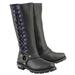 Milwaukee Leather MBL9366 Women s Black 14-inch Leather Harness Motorcycle Boots with Purple Accent Lacing 8.5