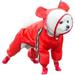 BT Bear Pet Dog Raincoat Hooded Waterproof Rain Jacket with Reflective Strip Poncho Coats for Puppy Small Medium Large Dog Red M