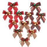 SPRING PARK 6Pcs Butterfly Bow Pendant Christmas Bows Tie New Year Gift Bows Ornaments Christmas Tree Decorations for Home Noel Bowknot Crafts Wedding Bow Decorations