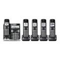 Panasonic Link2Cell Bluetooth Cordless Phone System with Voice Assistant Call Blocking and Answering Machine. DECT 6.0 Expandable Cordless System - 5 Handsets - KX-TGF575S (Black)