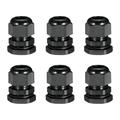 6Pcs M22 Cable Gland Waterproof Joint Adjustable Black for 10mm-13mm Dia Wire