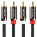 FosPower (6 Feet) 2 RCA M/M Stereo Audio Cable [24K Gold Plated | Copper Core] 2RCA Male to 2RCA Male [Left/Right] Premium Sound Quality Plug