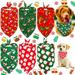 Christmas Dog Bandanas - Soft 6pcs Pet Triangle Bibs Scarf Pet Accessories Handkerchief for Dog Cat with Santa Claus Christmas Pattern