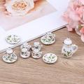 15Pcs/set 1:12 Dollhouse Miniature Tableware Porcelain Ceramic Tea Set Cups