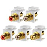 5-Pack RCA Jack Insert Connector Socket Female Snap in Adapter Port Gold Plated Inline Coupler for Wall Plate