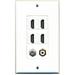 RiteAV - 4 Port HDMI 1 RCA White 1 Coax Cable TV- F-Type Wall Plate Decorative