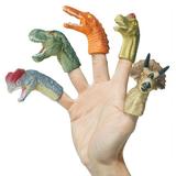 5 PCs Dinosaur Finger Puppets for Kids Rubber Soft Realistic Bath Dinosaur Head Finger Toys