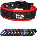 Black Rhino - The Comfort Collar Ultra Soft Neoprene PADDED DOG COLLAR for All Breeds - Heavy Duty Adjustable Reflective Weatherproof (Large Red/Black)