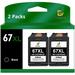High Yield 67XL Black Ink Cartridges Compatible for HP Ink 67 Black for Hp Envy 6000 6055 6055e 6400e 6455e 6458e Deskjet 2823e 2742e 2752e 2755e Envy Pro 6455 6458 (2 Pack)