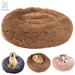 Gustave Pet Dog Calming Bed Self-Warming Round Cushion Bed Luxurious Faux Fur Donut Cuddler Soft Plush Comfortable for Sleeping Brown 60CM
