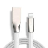 Flat USB Cable Charge Power Sync Wire 6ft Long Cord [Zinc Alloy Connectors] [White] [Fast Charge] Compatible With iPad Mini 2 Ipod Nano 7th Gen Touch 5