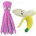 Dog Squeaky Chew Toys Cute Octopus and Banana Plush Fluffy Dog Toys for Small Medium Large Dogs Interactive Stuffed Animal Puppy Toys Dog Teething Toys Company Chew Toys Purple