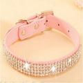 PU Leather Crystal Diamond Puppy Collar Pet Dog Collars Pink Red Pet Supplies Dog Accessories Cat Necklace