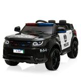 SYNGAR Power Ride Car for Boys Girls 3 4 5 Years Police Car w/ Remote Control Led headlights MP3 Player Seat Belts Horn Kids Battery Operated Car for Boys and Girls Black LJ1575