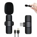 Plug-Play UHF Wireless Lapel Lavalier Microphone System for Video Recording YouTube Facebook Live Stream Vlog Wireless Mic for USB-C Andriod Phones Tablet Computer(No Need App/Bluetooth)