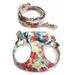 Shulemin 2Pcs/Set Pet Chest Strap Set Floral Pattern Cats Dogs Harness Traction Leash Set for Outdoor Flower Color S