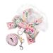 Dog Bowknot Harness Set Cute Kitten Harness And Leash Set For Small Medium Dogs Cat Chihuahua Lace Print Fashion Party Vest Pink XL