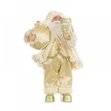 Novobey Christmas Santa Claus Figurine Decoration in Gold Suit- Sitting Santa Claus Doll Toy Hold Gift Bag and Box Xmas Table Figure Decor for Holiday Party Festival Present