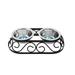 Indipets 90045 1 qt. Oval Crown Double Diner - Wrought Iron Elevated Feeder Black