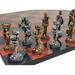 Medieval Times Crusades Pewter METAL Chess Set 16 Black & Red Faux Marble Board
