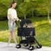 Dkeli 4 Wheels Dog Stroller Folding Pet Stroller Cat Stroller for Medium Dogs with Detachable Carrier Black