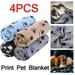 4PCS Dog Cat Puppy Blankets Pet Blanket with Paw Prints Pet Cushion Soft Fleece Puppy Dog Blanket Washable Sleep Mat Pet Throw Blankets for Small Animals Car Seats and Crate 70x100cm