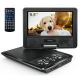 9.5 Portable DVD Player with 7.5 HD Swivel Screen 4-6 Hours Built-in Battery for Kids and Car Black
