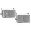2) PYLE PLMR24S 3.5 200 Watt Marine Audio Water Proof Mini-Box Speaker System