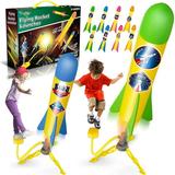 Terra Rocket Launch Toys for Kids Age of 3 4 5 6 7 8 Year Old Boys & Girls 2 Pack Stomp Launchers with 8 Colorful Foam Rockets Top Outdoor Game Ideal Christmas & Birthday Gift