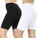 2 Packs of Zenana Womens & Plus Soft Cotton Stretch Mid Thigh Length Fitness Sport Biker Shorts