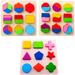 Fidget Toys Educational Puzzle Sets Wooden Geometry Wood Toys for Baby Kids Early Learning