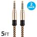 2-Pack Aux Cable FreedomTech 5FT Nylon Braided Hi-Fi Sound Quality Audio Cable 3.5MM Male to Male Auxiliary Audio Cord for Car Stereos iPhone iPad Beats Solo 2 3 Headphones Samsung Galaxy Android
