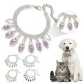 Happy Date 1 Piece Bling Rhinestones Pet Collars Glitter Pendant Dog Collars Adjustable Crystal Cat Collar Elastic Pet Necklace for Small Pet Cat Dogs Puppy