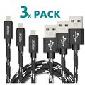 Agoz 3 Pack 6ft Braided USB C Cable FAST Charging Charger Type C Cord for GoPro Hero Hero 6 Hero 7 Hero 8 Hero9 Black Hero10 Black Hero11 Hero MAX Fusion Karma Grip Zeus Mini Lighting