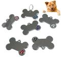 Taize Cute Bone Shape Dog Tag Metal Ring DIY Engraved ID Name Collar Pendant Nameplate