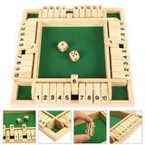 Pluokvzr ND Shut The Box Dice Game Wooden 4 Player Pub Board Games Number Drinking Board Game Classic Dice Board Toy Family Traditional Math Strategy Tabletop Board Game (GREEN)