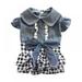 Pretty Comy Pet Spring Summer Cowboy Clothes For Dog Girls Small Medium Dog Bubble Bowknot Skirt