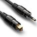 FosPower (6FT) 24K Gold Plated Toslink to Mini Toslink Optical S/PDIF Digital Audio Cable with Metal Connectors & Strain-Relief PVC Jacket for Digital Audio Signals to TVs/amplifiers/Hi-Fi Systems