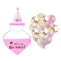 1 Set Pet Adorable Saliva Tissue Hat Latex Balloons Birthday Party Supplies for Pet Dog Puppy (Pink Birthday Hat + Bib + Clouds +