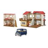 Calico Critters Red Roof Grand Mansion Gift Set Dollhouse Playset with 3 Figures Furniture Vehicle and Accessories