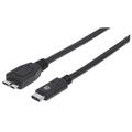 Manhattan SuperSpeed+ USB C Hard Drive Data Cable USB 3.2 Gen 2 Type-C Male to Micro-B SuperSpeed Male 10 Gbps 3 ft. Black