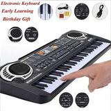 61 Keys Digital Music Electronic Keyboard Electric Piano Musical Instrument with Microphone for Kids Teaching Toys Black