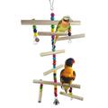 Archer Parrot Toy Wooden Beads Log Bell Swing Bird Parakeet Hanging Pet Cage Decoration