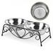 Dog Bowl Double Pet Cat Bowls Premium Stainless Steel Water and Food Raised Bowls Pet Feeder Bowls Set with Non-Slip Resin Station for Small Medium Dogs Cats
