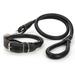 Cool Pu Leather Dog Collar and Leash Set Round Strong Pet Walking Training Leash for Small Medium Big Dog Black S