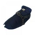 Pet Dog Jacket With Harness Winter Warm Dog Clothes For Small Dogs Windproof Big Dog Coat Winter Clothes Navy blue