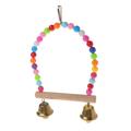 HGYCPP Natural Wooden Birds Perch Parrots Hanging Swing Cage With Colorful Beads Bells