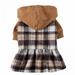 Pets Dogs Coat Dress Puppy Hoodies Dog Winter Clothes for Small Medium Dog Cat Puppy Plaid Skirt Clothing Warm Pet Apparel